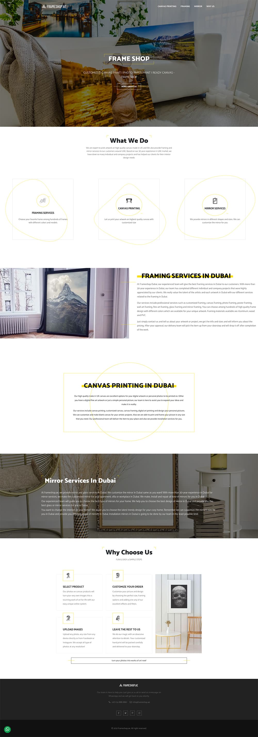 A preview image of the فروشگاه اینترنتی فریم شاپ در کشور امارات project related to طراحی سایت سفارشی با وردپرس